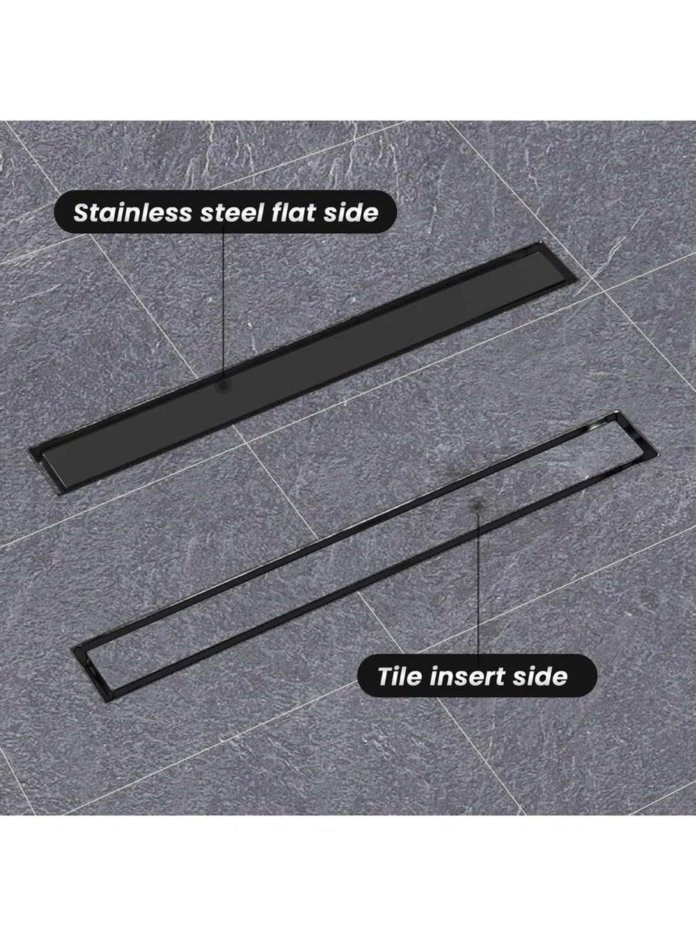 New in box Matte Black Linear Shower Drain - 18